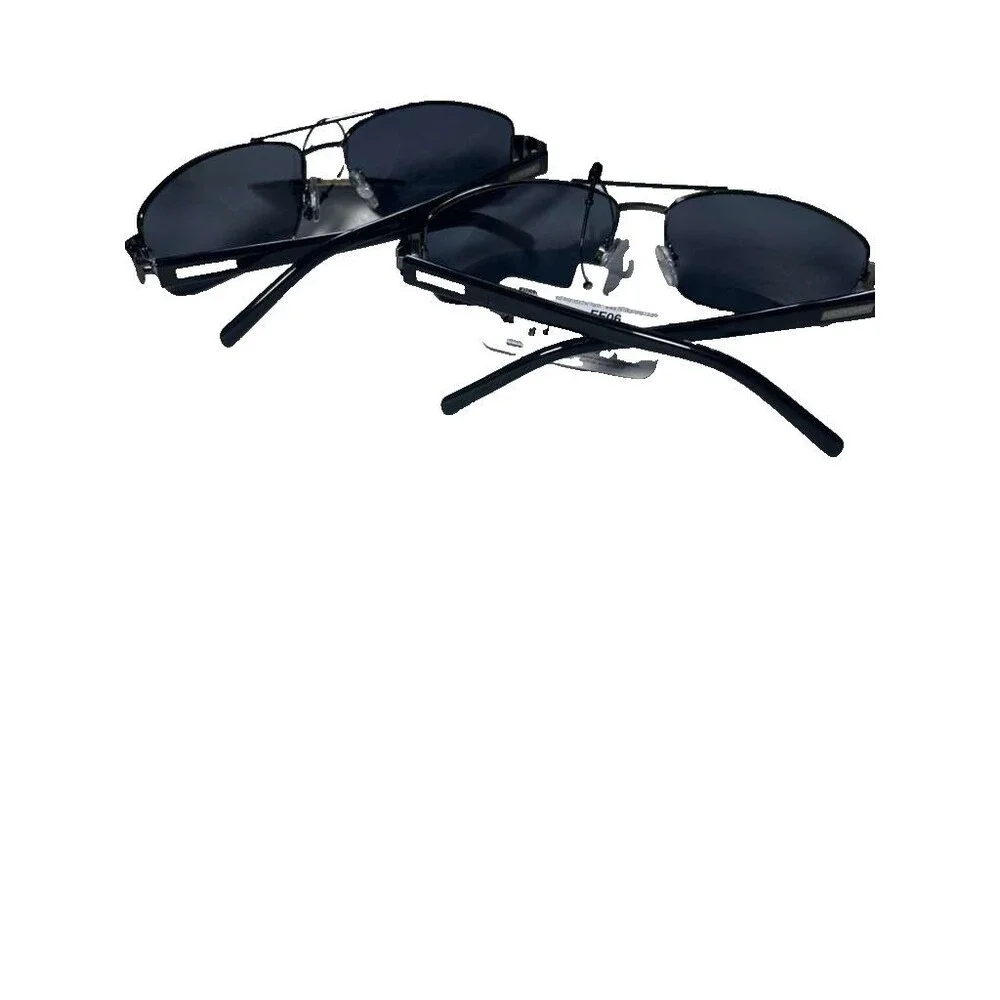 Foster Grant Rectangle Sunglasses Black Fashion Polarized 2 pack Bundle New